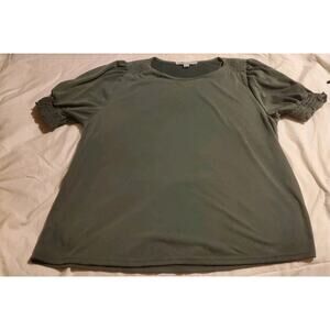 Vintage Women's Blouse Green Large Green Envelope Los Angeles Made In USA Blouse